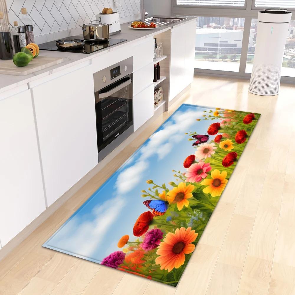

Beautiful Flower Retro Pattern Home Kitchen Floor Mat Door Front Decoration Floor Mat 40x60cm
