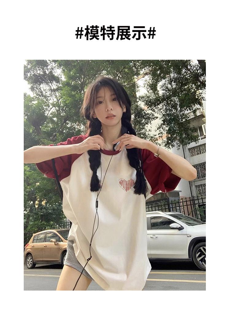 Round Neck Lazy and Fashionable Short-sleeved T-shirt for Women