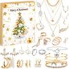 Faux Jewelry Christmas 24 Day Countdown Calendar Necklace Earrings Girl For