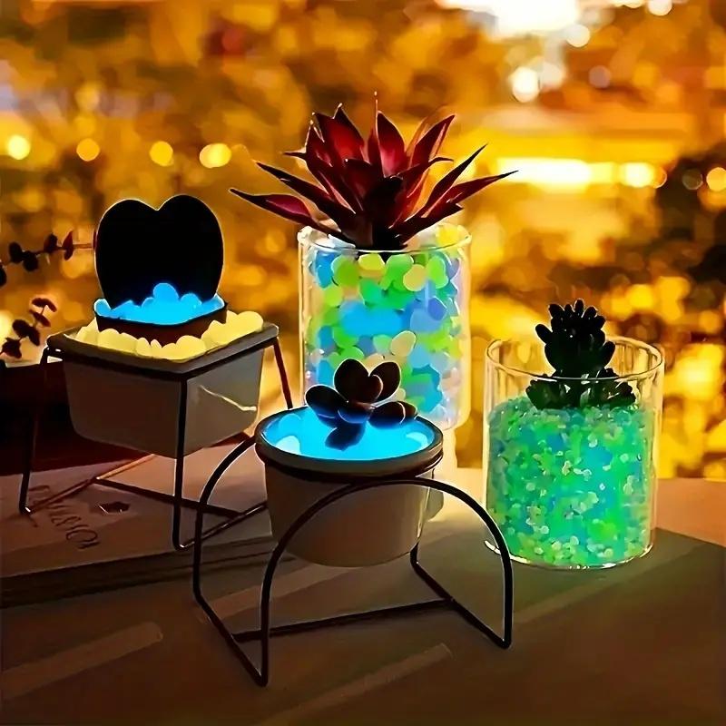 1000Pcs Luminous Garden Stones, Vibrant Glowing Plastic Stakes For Pathway, Space & Garden Decor, Metal Art Display Accessories