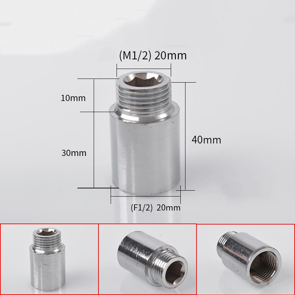 Brass 1/2 " Female To Male Stainless Steel Thickened Extension Joint Lengthened Hexagonal Extension Direct Chrome Plating Brass