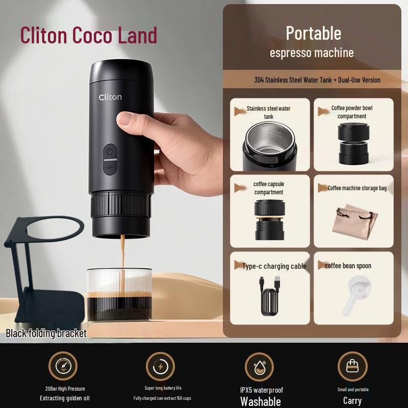 Cliton Portable Italian Espresso Capsule Machine - Semi-Automatic Moka Pot