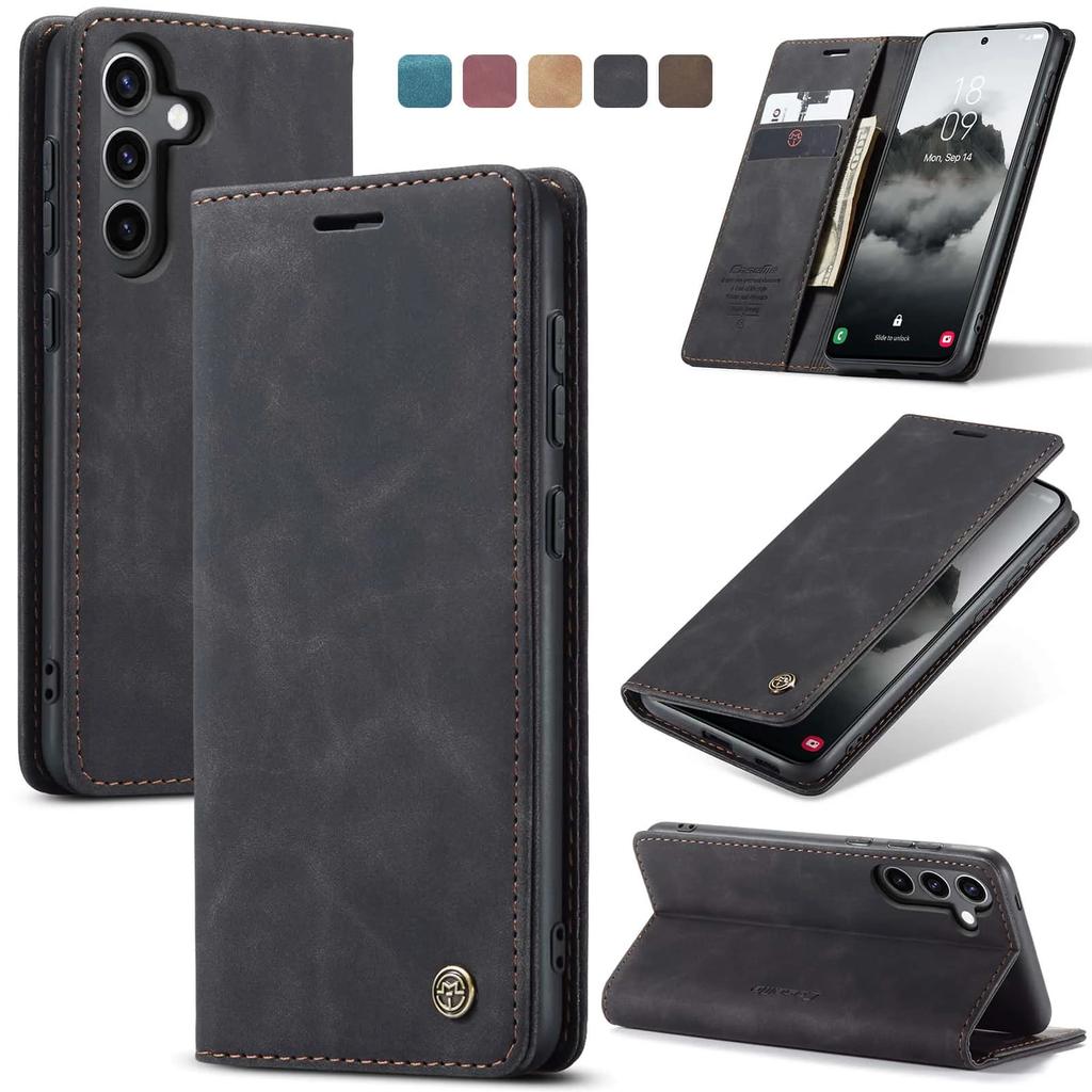 Flip-Portemonnaie-Hülle für Samsung Galaxy S24 FE, Leder-Magnet-Folio-Cover mit Kartenhalter, Ständer - TPU Stoßfest Langlebig