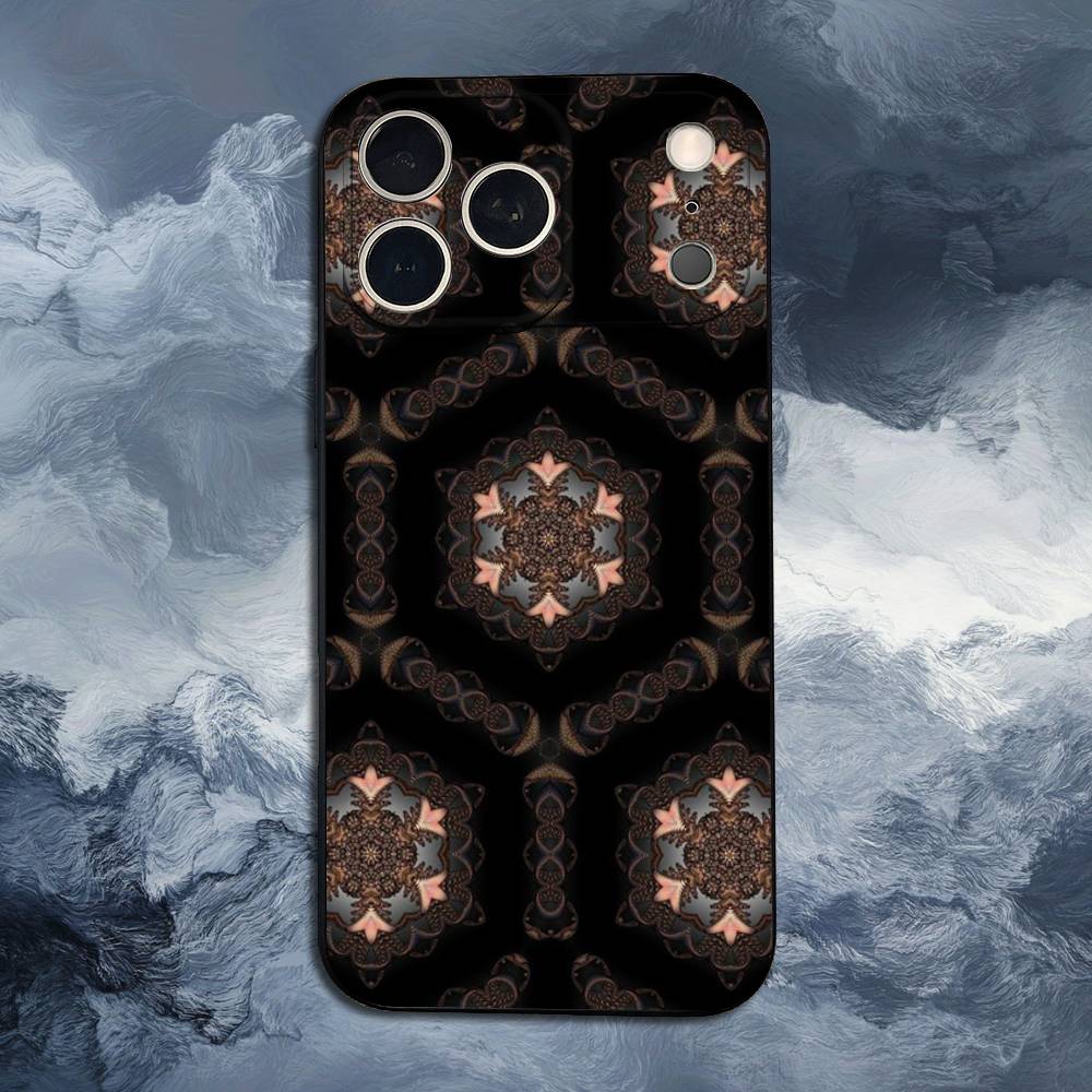 Buntes Muster Mandala Hülle Für iPhone 12,14,15,16,17,13,11,X,Mini,Plus,Pro Max,8,7,XR,SE,XS,Weiches Silikon Schwarz