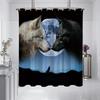 1PC Wolves and Moon Pattern Printed Shower Curtain, Waterproof and Washable, with 12 Hooks, Bathroom Shower, Bathtub, Home Use