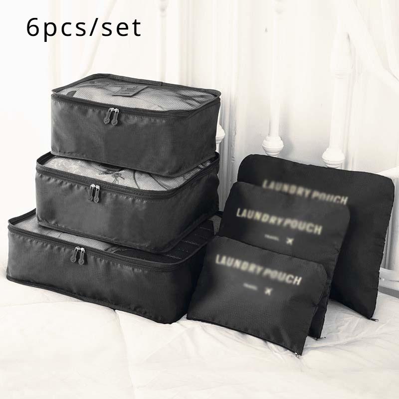 Travel Luggage Packing Cubes, Suitcase Clothes Storage Bag, Foldable Organizer Bag Shoes Bag Underwear Pouch 6pcs