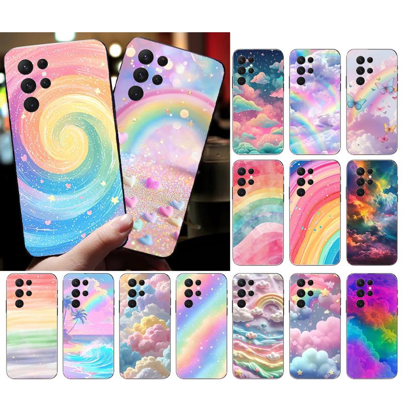 Phone Case For Samsung Galaxy S25 S24 S23 S22 S21 Ultra S24 S23 S22 S21 S25 Plus S24 S25 FE Rainbow Clouds