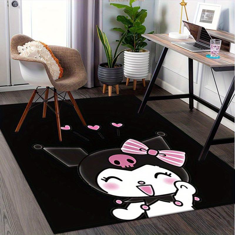 1pc Sanrio Kuromi Mermaid Printed Office Carpet Rectangle Rug Under The Table,Perfect Room Decor for Living Room, Bedroom, Kitchen, Non-slip Floor Mat