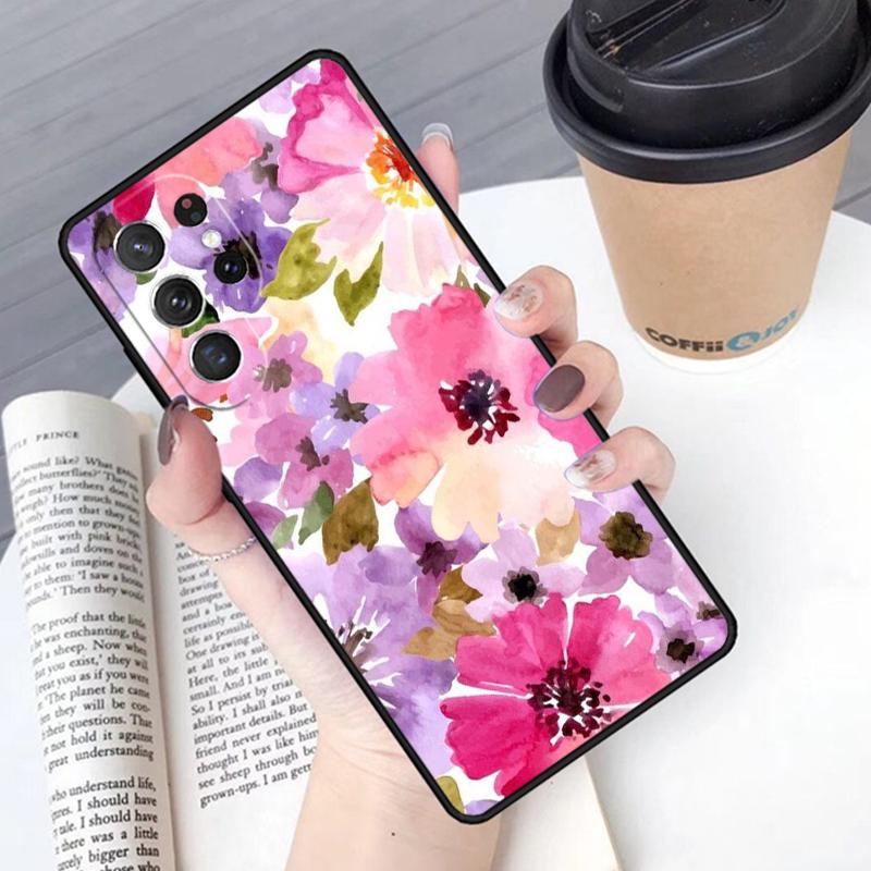 Watercolor flower phone case Cover For Samsung Galaxy S24 S25 Ultra S21 S22 Ultra S10E Note 10 Plus Note 20 FE S23