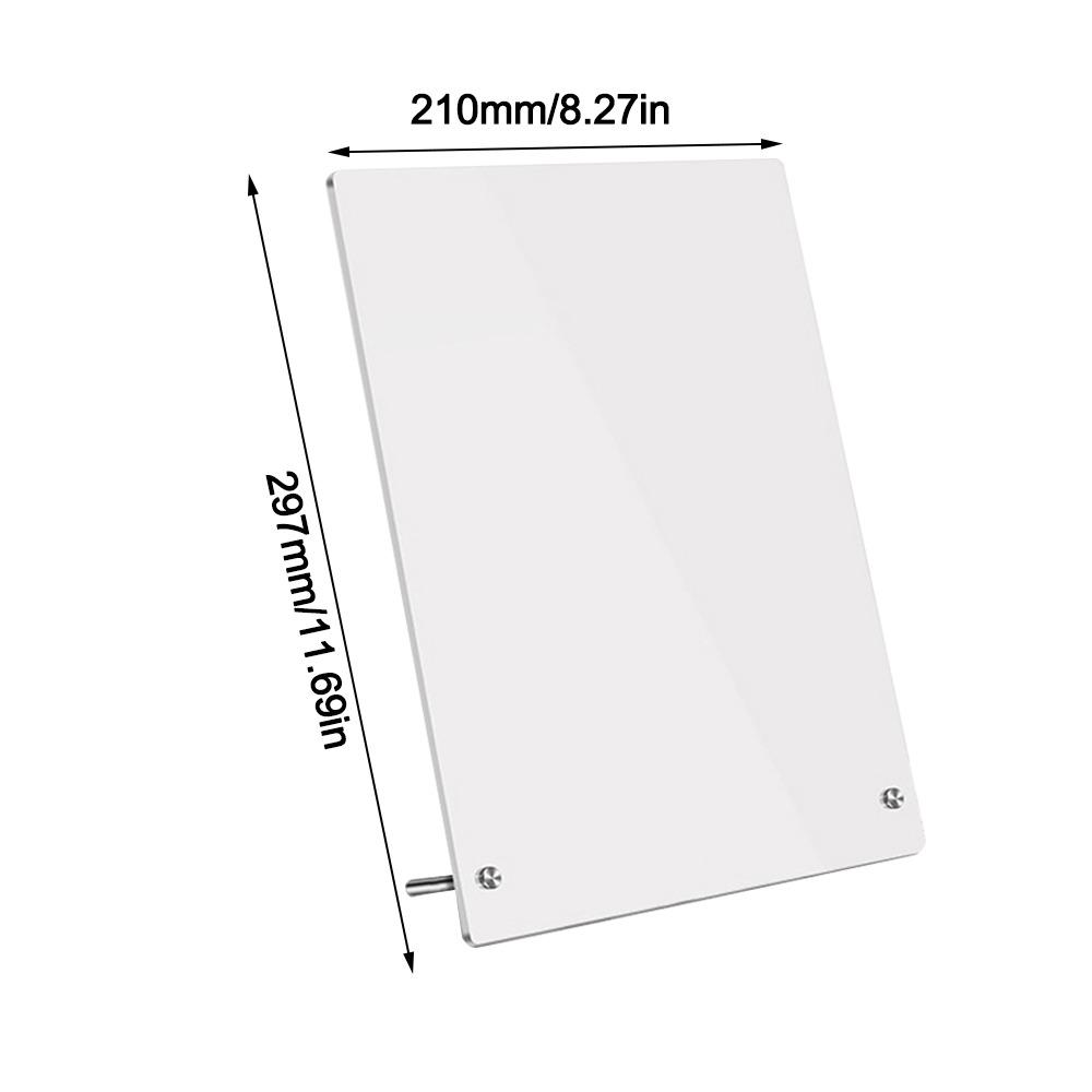 Portable Acrylic Desktop Message Board Vertical with Metal Bracket Drawing Board DIY Desktop Stand Office Home Desktop Ornament