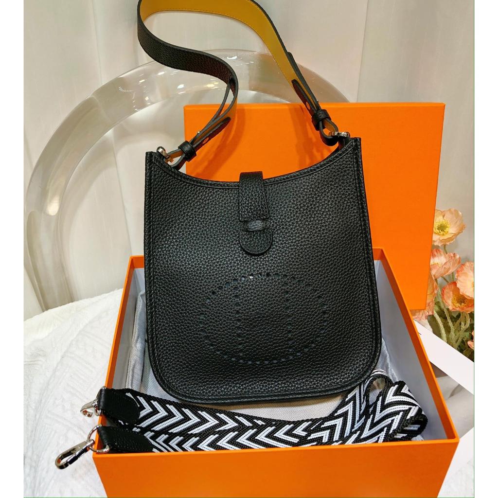 Spot Wholesale Top Layer Cowhide Evelyn Bag Genuine Leather Mini Bucket Bag TC Leather Mini Shoulder Crossbody Bag Tide