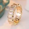 Emerald Cut White Zircon Rings for Women Men Luxury Gold Color Full Eternity Band Gifts Fine Jewelry