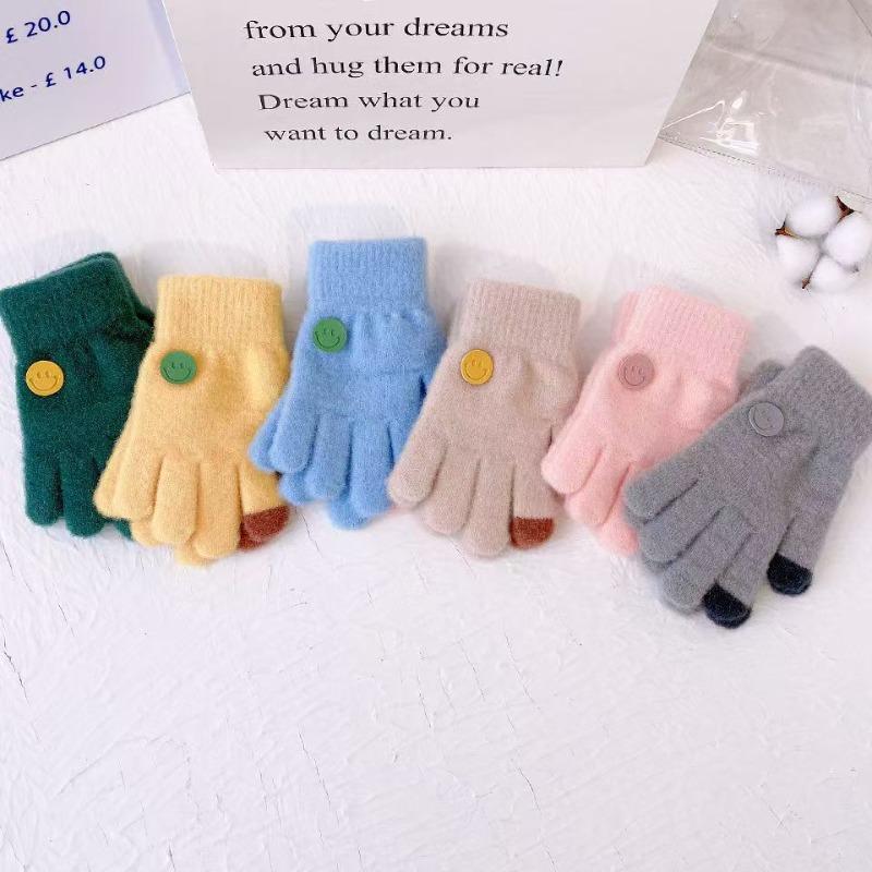 Children's Gloves, Thin Boys, Babies, Boys and Girls, Winter Girls, Five Fingers To Keep Warm, Smiling Faces, Elementary School Students Winter
