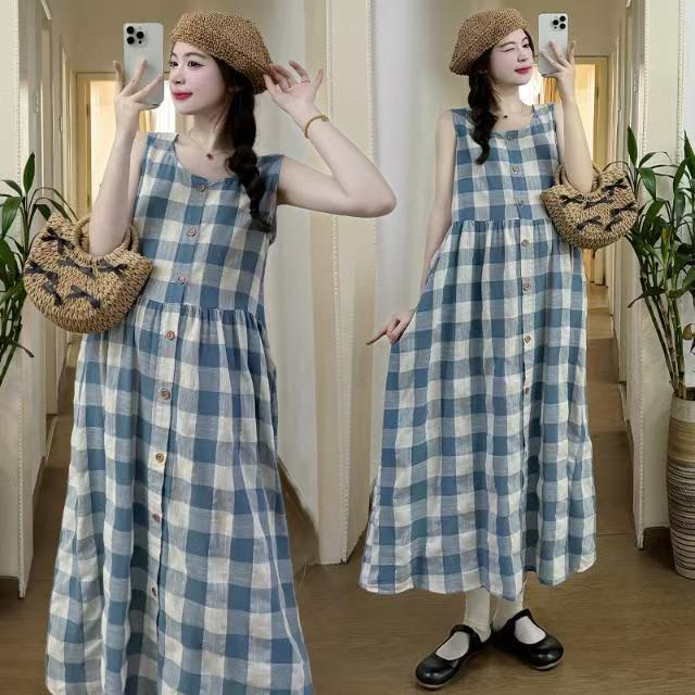 

Летнее платье для беременных в клетку в стиле мори-гёрл А-силуэта со сладким кардиганом XXL [72-82 kg]