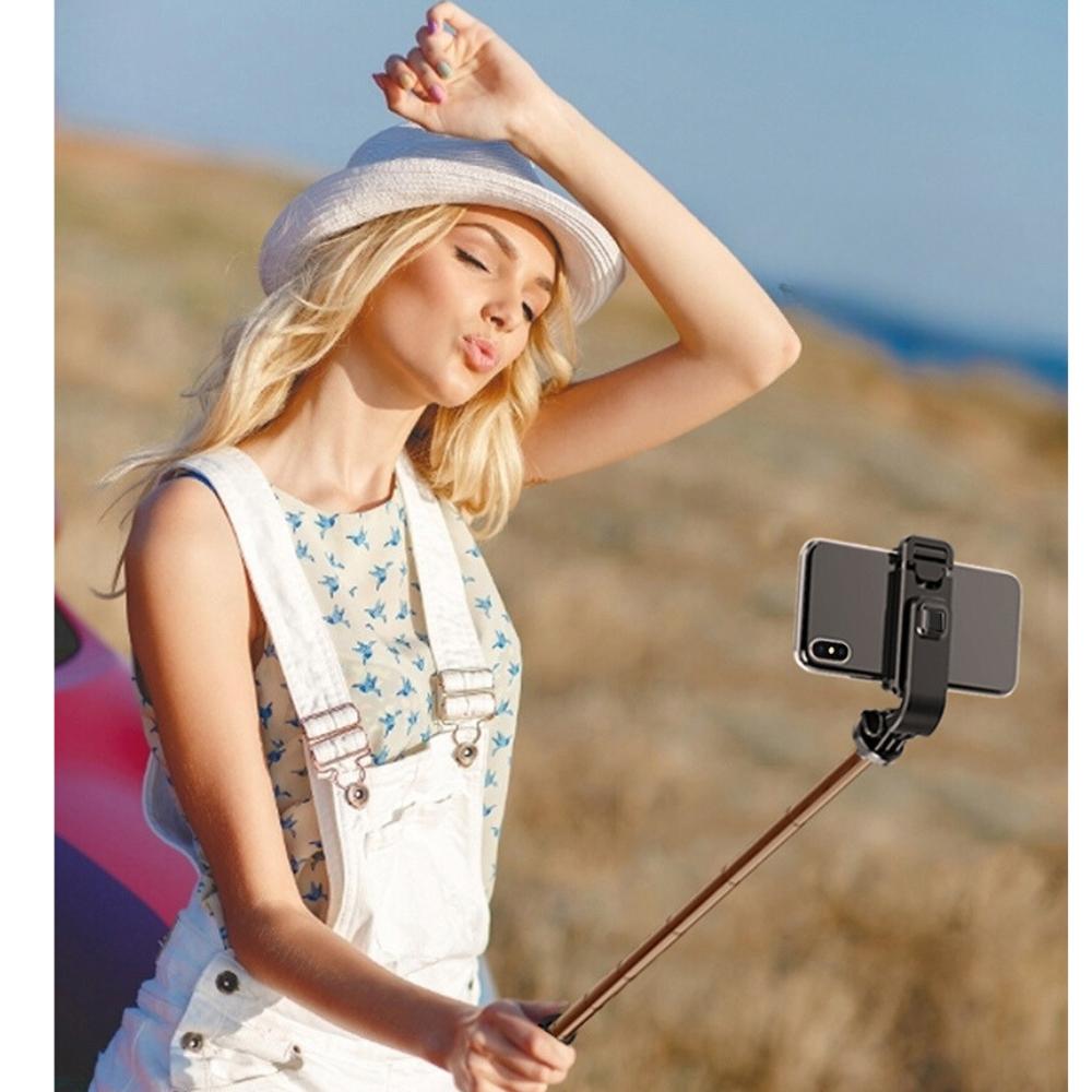 Selfie stick with bluetooth remote control 3 in 1 black button convenient recording