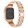 Compatible with Apple Watch 7/8/9: Luxury Full Diamond Metal Band with Three-Bead Design.