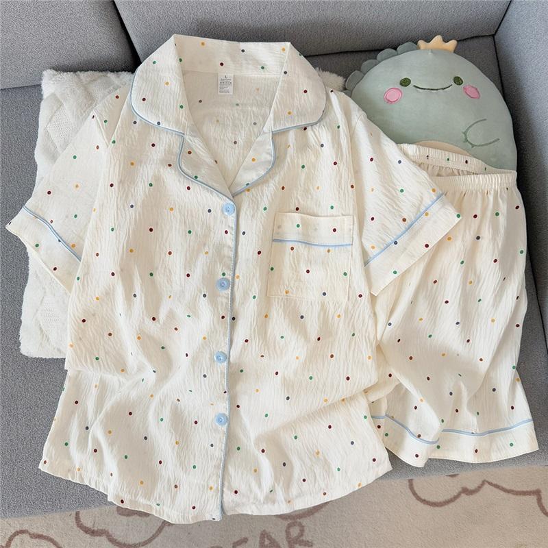 Damen-Pyjama-Set Pyjama 2-teiliges Set luftig weich lässig bedruckter Pyjama