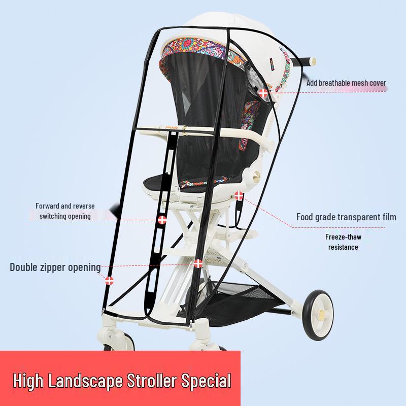 Stroller Rain & Sun Protection: Windproof Umbrella Cover & Goggle Style Shield for Baby Strollers