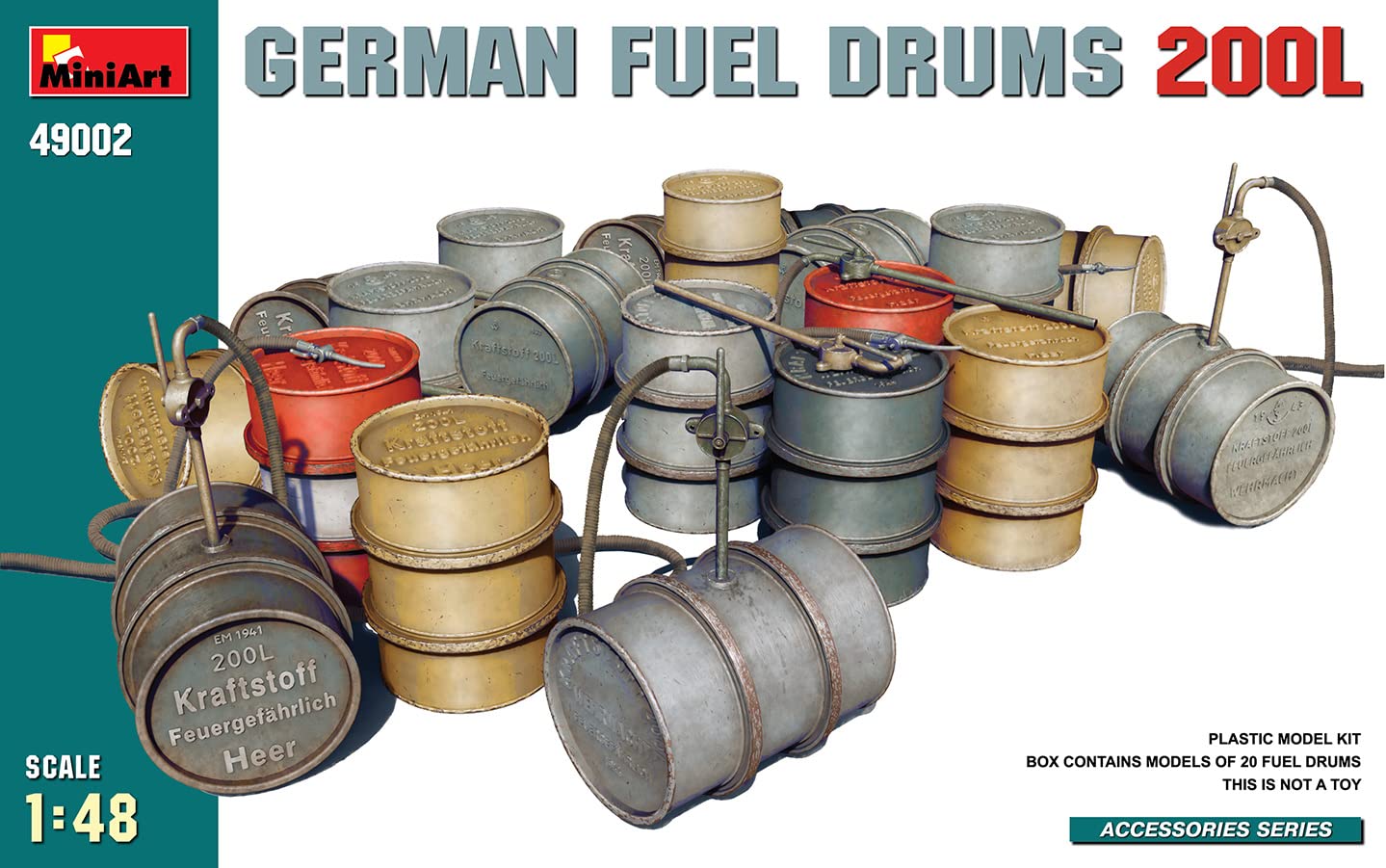 

Miniart Scale Diorama Accessories German 200 Liter Drums of Plastic Model Kit MA49002 1/48 (Set 20) серый