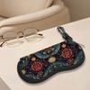 2D-Bohemian Floral Mandala Print Sunglasses Case, Vintage Ethnic Pattern Eyeglasses Holder, Protective Zipper Eyewear Organizer for Travel