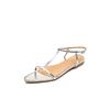 New women's outerwear Roman shoes French retro flats thin strap pointed comfortable word gold sandals summer