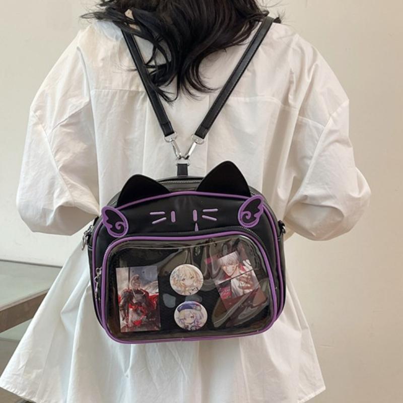 Y2K Japanese Kawaii Cat Ita Bag Ita Backpacks Cute Girls Transparent Shoulder Crossbody Bags JK School Bags