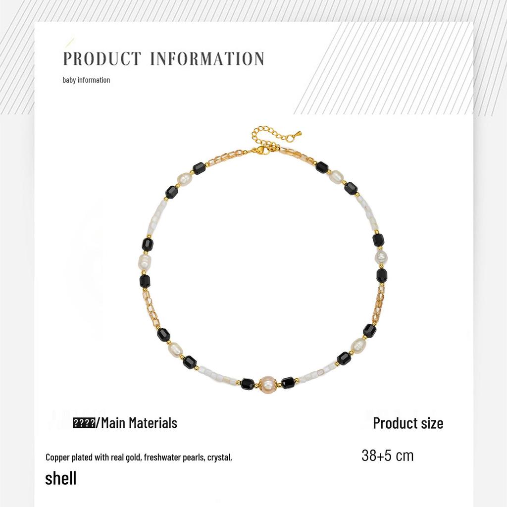 Exquisite Retro Bracelet-Necklace: Freshwater Pearls with Black & Yellow Crystals