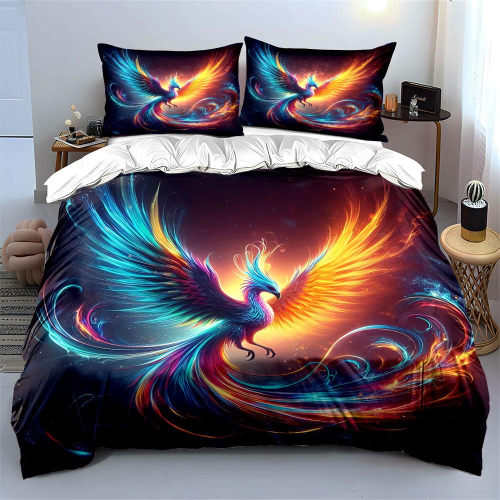 Colorful Phoenix Home Decor Set Soft Comfortable Duvet Cover Bedding Set Included 1*Duvet Cover & 2*Pillowcases, Gift