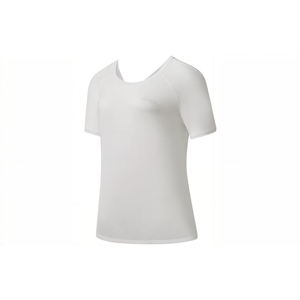 SAUCONY Solid Color Breathable Running Sports T-Shirt Women Tops Pink White SC1230009DY-WT01