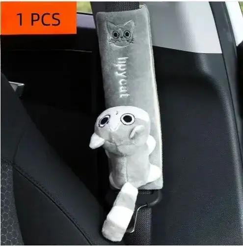 Kawaii Plush Kitten Car Safety Belt Cover Pads Universal Auto Shoulder Cushion Protector Vehicle Seat Strap for Women Children
