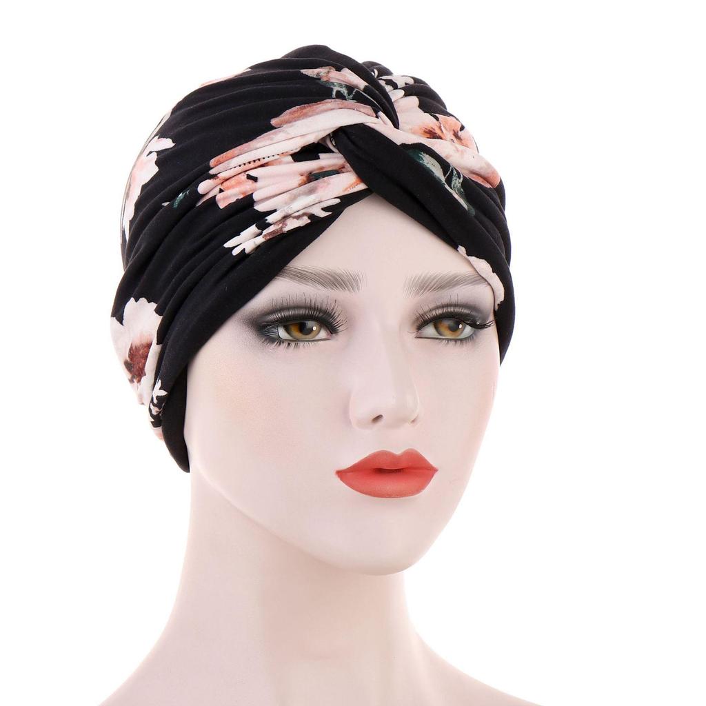 Floral Twist Leopard Print Headscarf Hat
