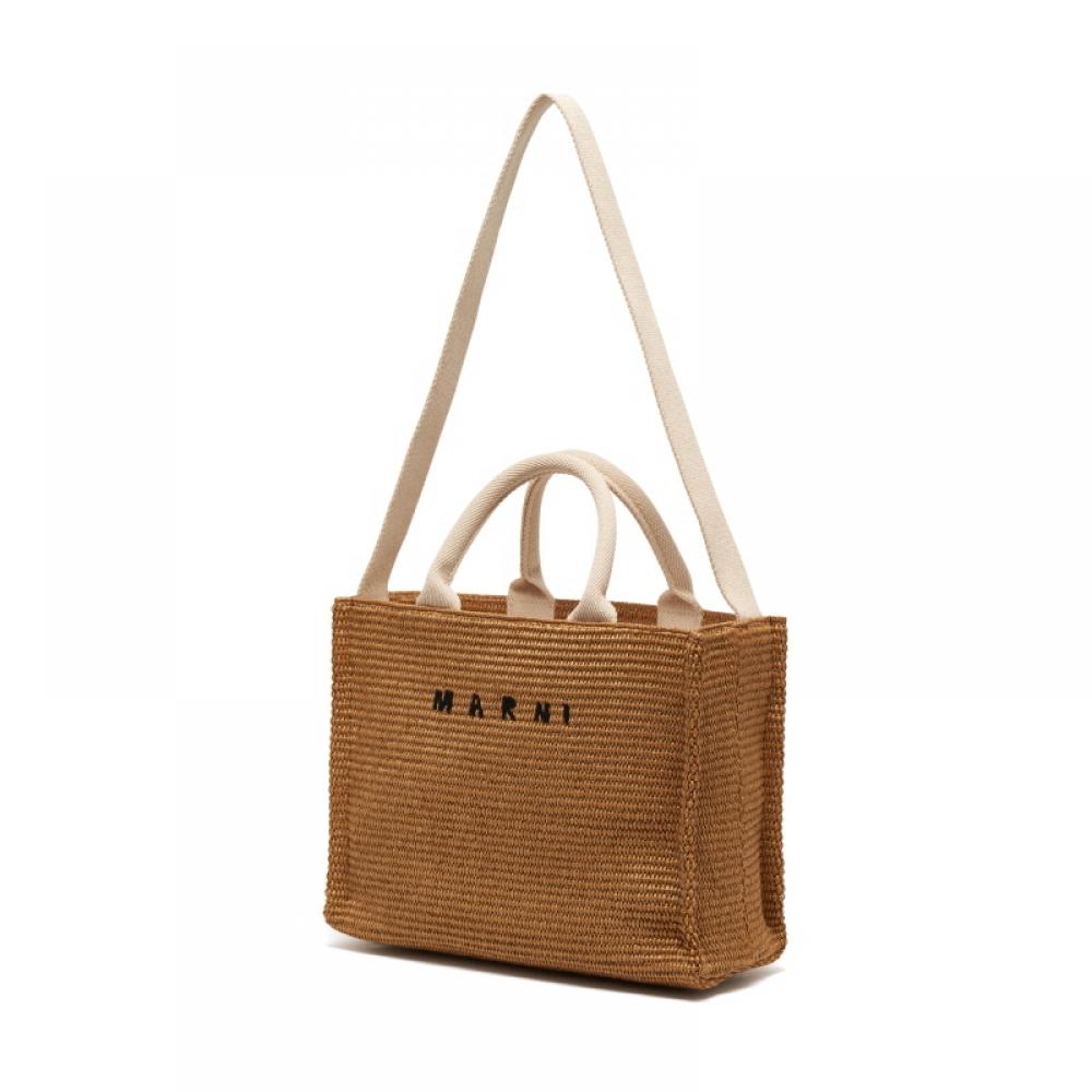Marni Shmp0077u0 P3860 Z0r42 East West Raffia Small Top Handle Tote