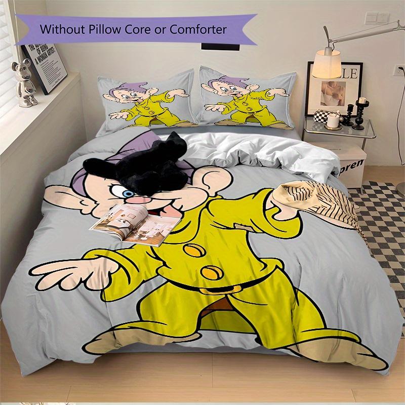 3pcs Dopey Dwarf Pattern Bedding Set, 1* Cover + 2*Pillowcases, Printed Bedding Set, Soft and Comfortable, Suitable for Bedroom and Guest Room Use