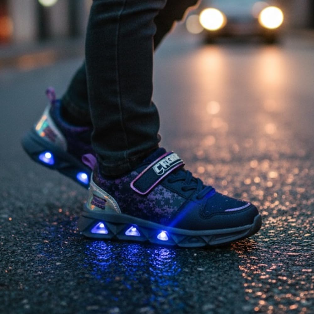 [Kaitac Family] Minecraft Light-Up Shoes, Flash Sneakers, Purple, Ender Dragon Character, Kids (Japanese shoe size, Kids, Numerical, 22.0 cm)