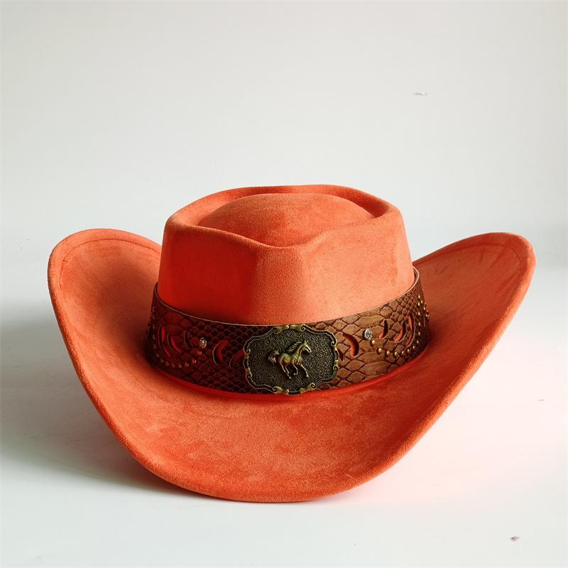 Heart Shaped Cowboy Hat Horse Head Leather Accessory Western Cowboy Hats Vintage Big-edge Gentleman Cowgirl Jazz Hat Holidays
