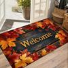 Autumn Maple Leaf Welcome Mat Orange Brown Thanksgiving Welcome Door Mat Cursive Script Entrance Mat Suitable for Front Door