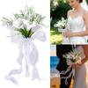Artificial Silk Flower Bride Handheld Bouquet Wedding Flower Arrangement with Ribbon Design for Ceremony Engagement