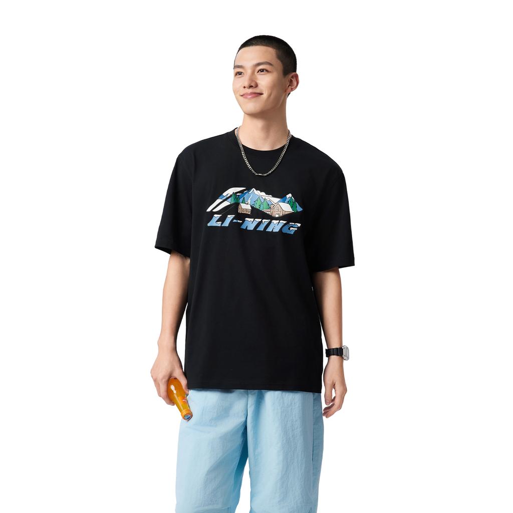 Li Ning Sports Life Collection T Shirt Men's Black Winter AHSV369-7