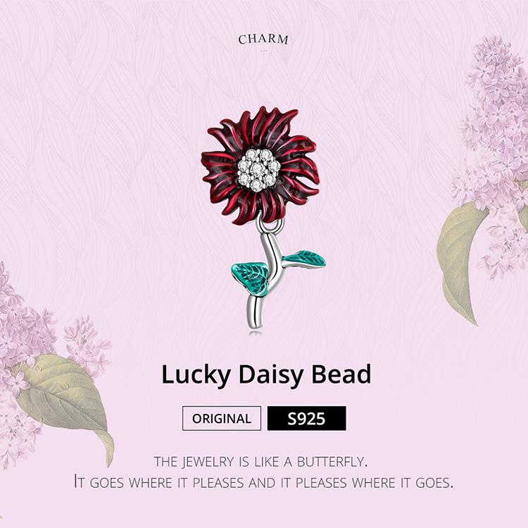 WOSTU 925 Prata Esterlina Colorido Lucky Daisy Flor Charms Contas Fit Original DIY Pulseira Colar Jóias Finas Presentes