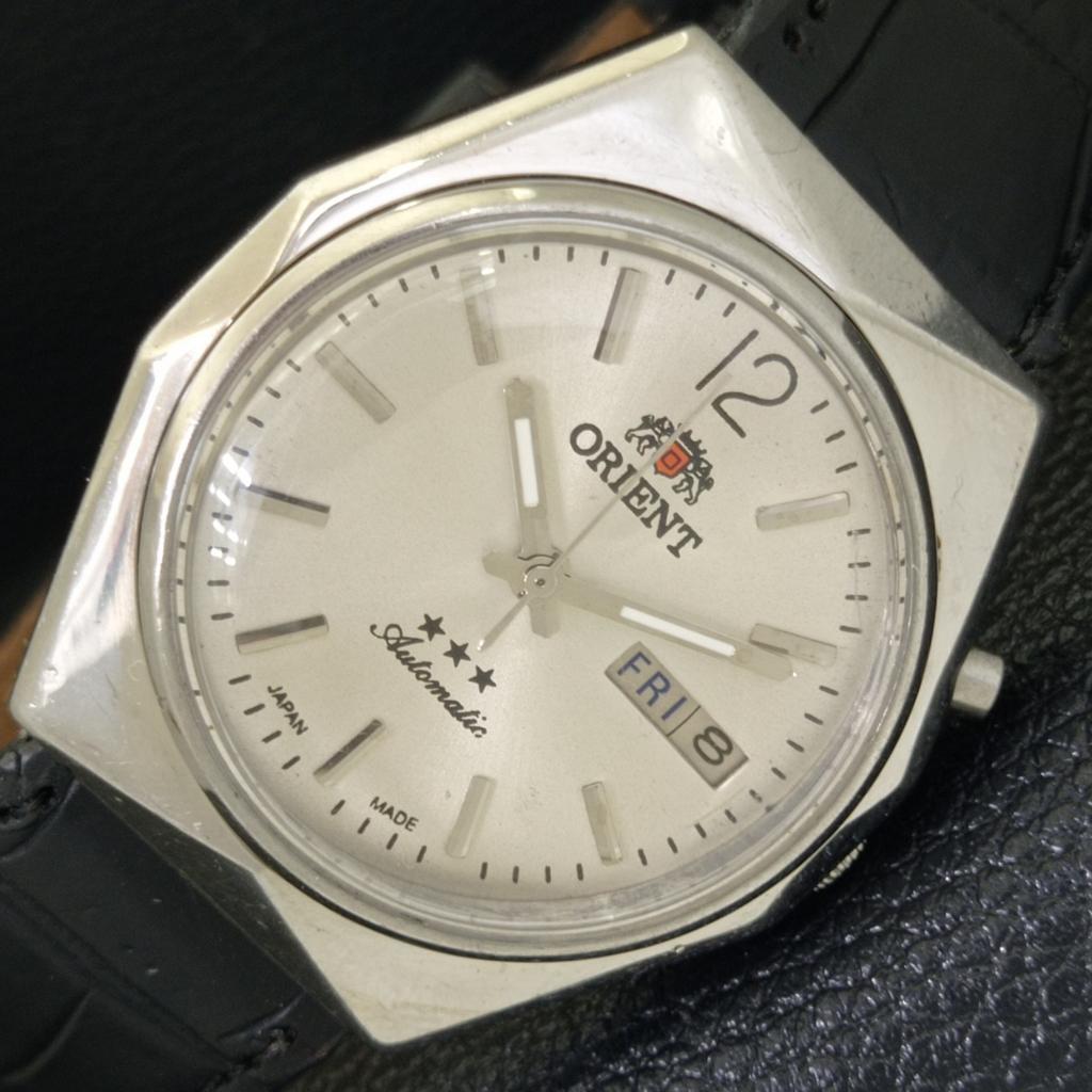 

ЯПОНИЯ МУЖСКИЕ ВИНТАЖНЫЕ ЧАСЫ ORIENT 46943 АВТОМАТИЧЕСКИЕ ЦИФЕРБЛАТ СЕРЕБРИСТОГО ЦВЕТА a500335-2 R151b-a500335