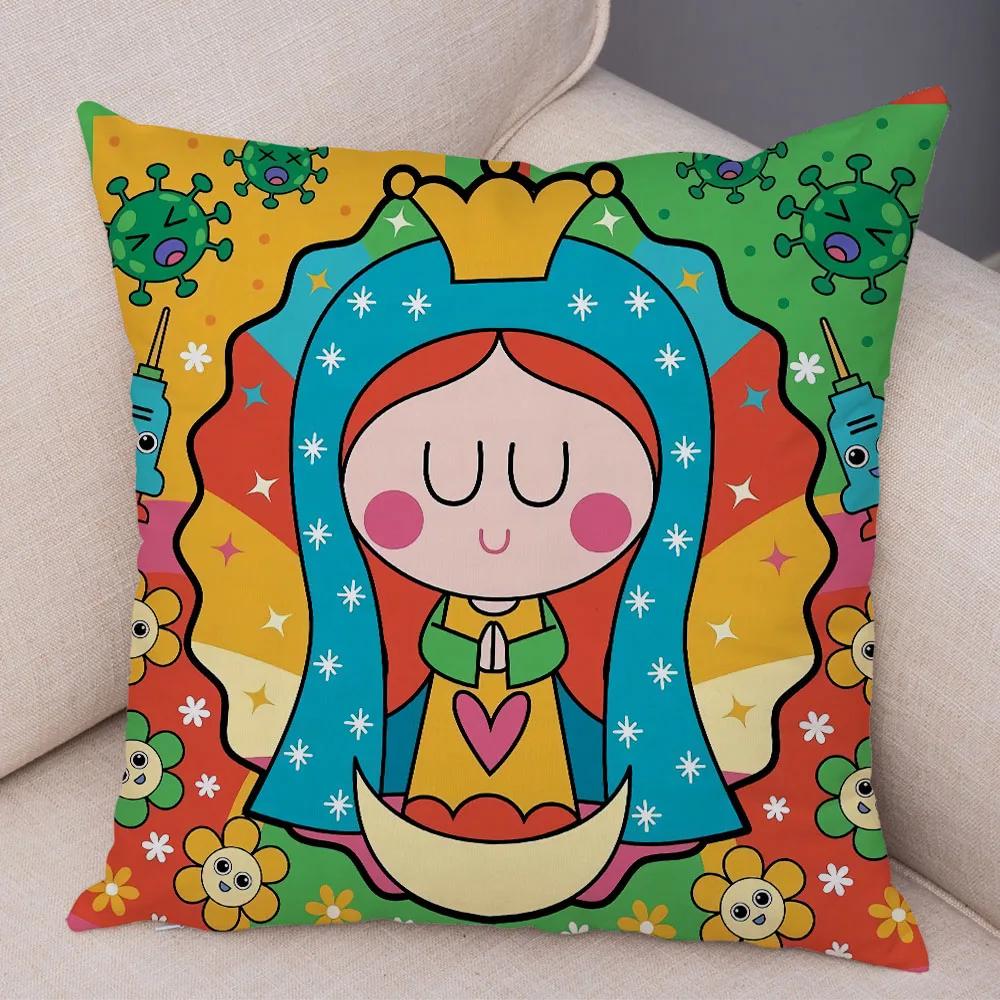 Jungfrau Maria Kunst Kissenbezug Dekoration Kawaii Cartoon Kinder Sofakissenbezug Zuhause Auto