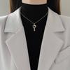 Acciaio al Titanio, Chiave Personalità Gatto, Zircone Temperamento Splendido Collana Interamente Ricoperta di Diamanti, Catena Versatile per Clavicola Femminile, Catena in Acciaio al Titanio