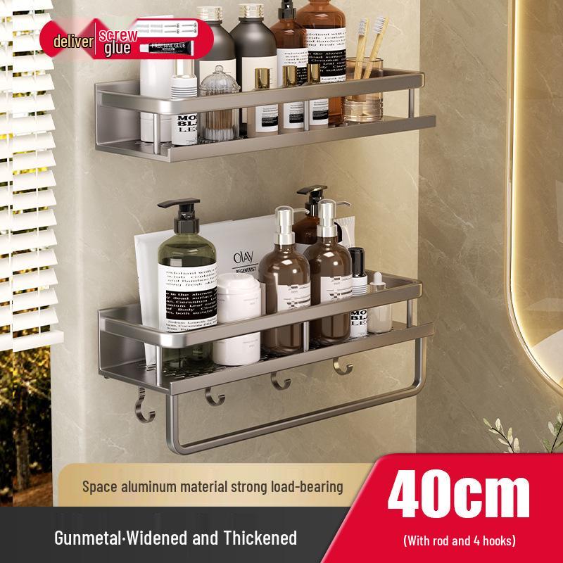 Wall-Mounted Bathroom Shelf & Shower Storage Rack - No Drill