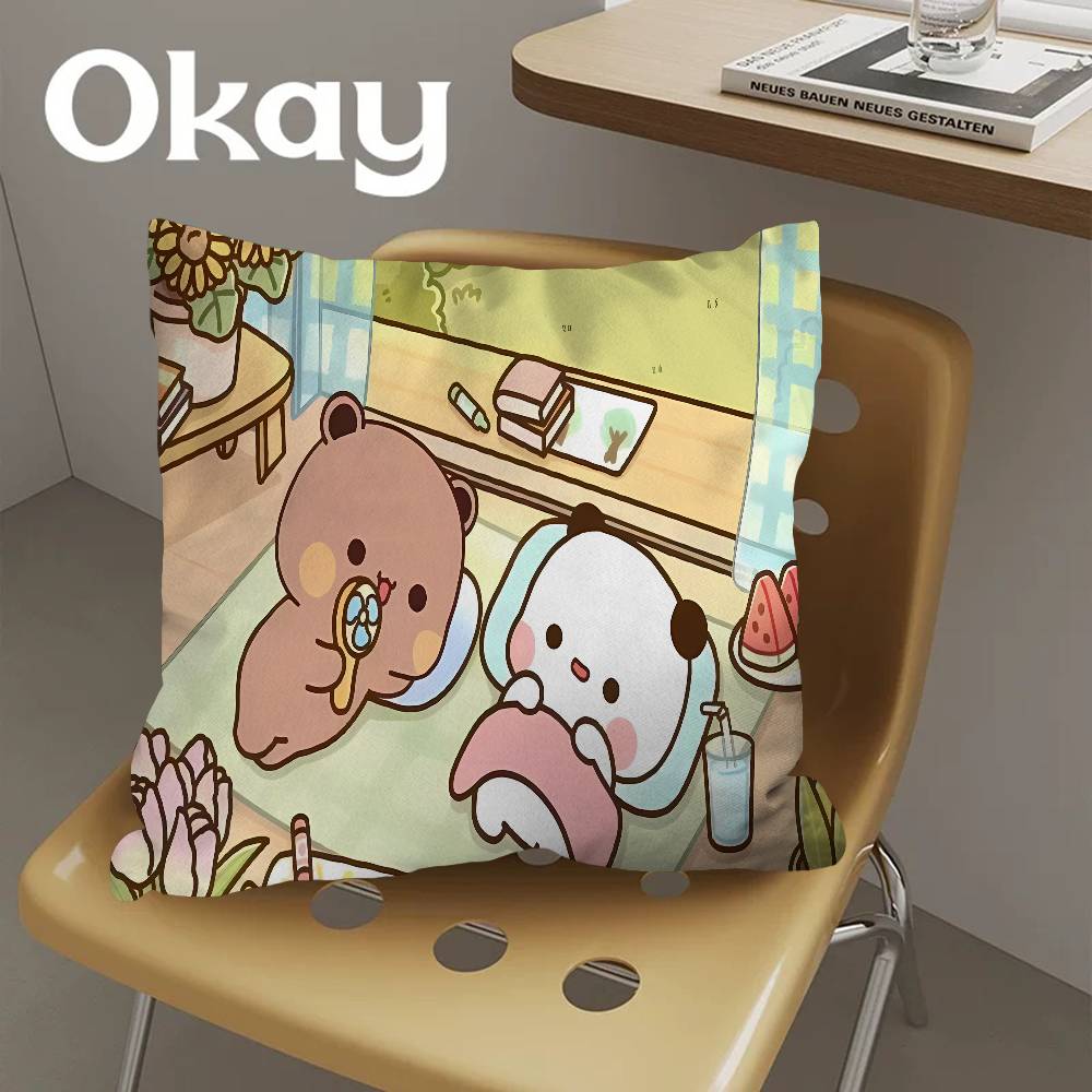 Süßer Cartoon Bubududu Panda Kissenbezug Zoll Bauernhaus Dekor Heim Überwurf Kissenbezüge für Sofadekorationen