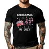 Loose Printed T-shirt Christmas In July Flamingo Trailer Summer Xmas Camp Camper Graphic Tees Casual Wear
