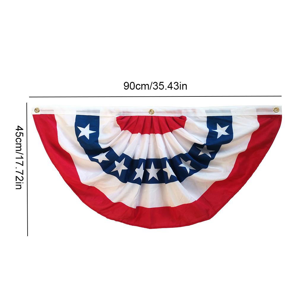 USA Pleated Fan Flag American US Bunting Flag 45x90cm/90x180cm Red White And Blue Buntings Decoration July Fourth Outside Decor