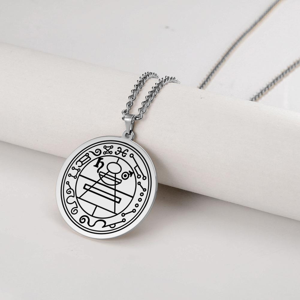 Pendant Solomon Lucky Round Irregular Geometric Symmetrical Pattern Amulet Necklace