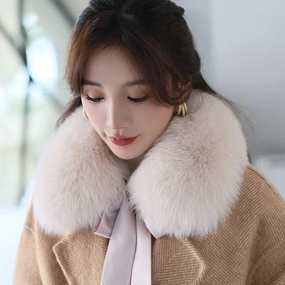 New Warm Fur Collar Scarf Faux Fur Soft Neck Wrap Bow Ribbon Fluffy Lady Neck Warmer for Fall Winter