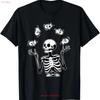 Skelett jongliert Geister Lustiges Halloween Kostüm T-Shirt vintage gewaschen Stilvolles Oberteil für den Alltag Mann Weich Lässig