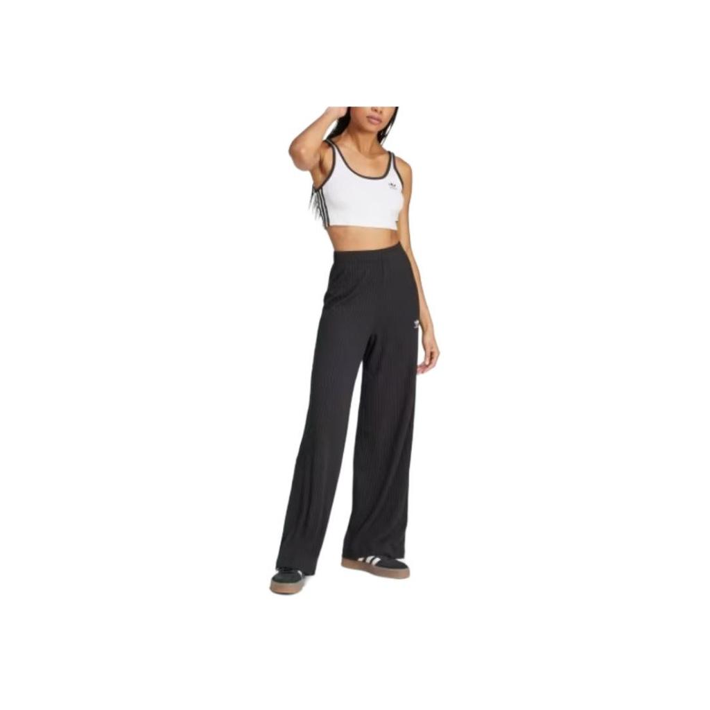 adidas Pantalon côtelé large essentiel pour femme Noir Vêtements de rue pour femme JD1499